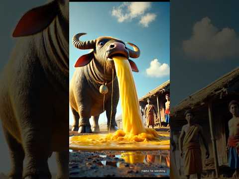 Grandmother buffalo gives a lot of juice 😭 #ai #cow