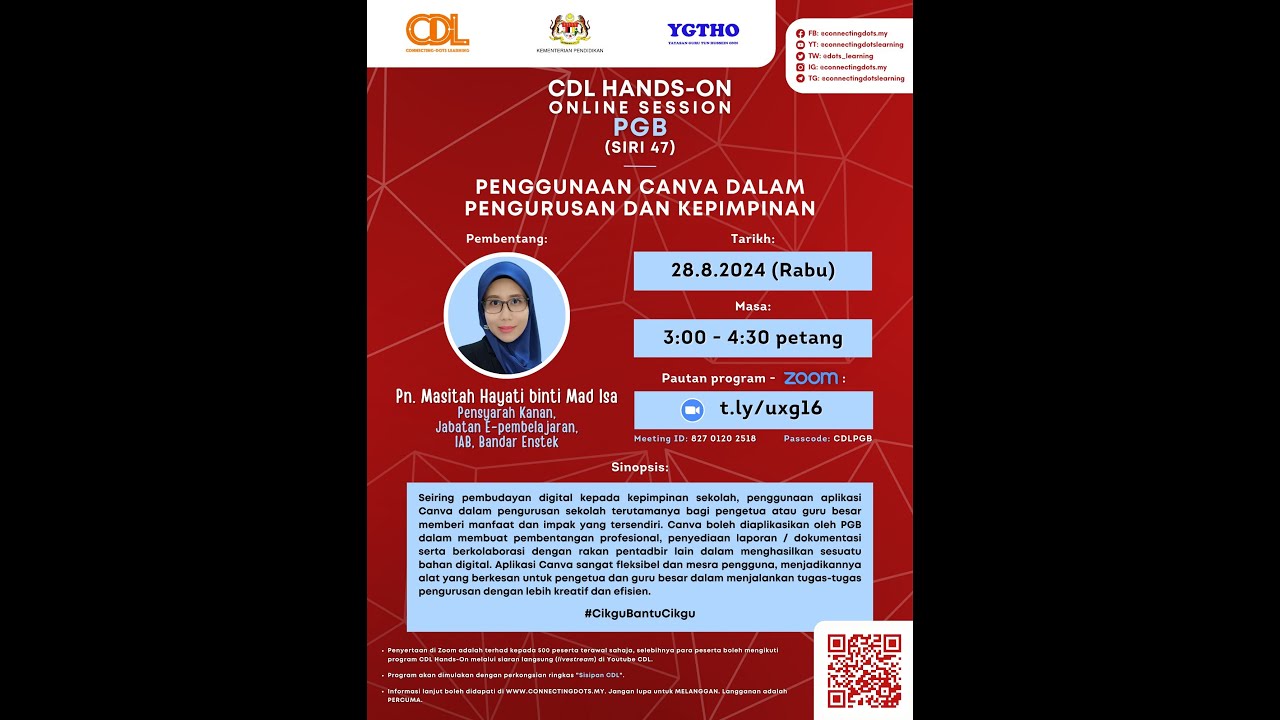 CDL Hands-On Online Session PGB (Siri 47) — Penggunaan Canva Dalam Pengurusan dan Kepimpinan