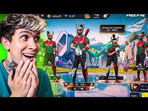 4 TINCAS😱 I GIVE MY CLOTHES TO MY FRIENDS IN THIS FREE FIRE MATCH