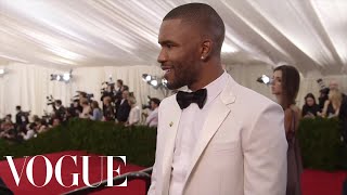 On the night of the 2014 Costume Institute Gala at the Metropolitan Museum of Art, Ocean spoke to established fashion icon André Leon Talley. It's a short one, but it's a great moment between two giants. When Talley asks him about the excitement of making it this far, Frank replies he just wanted to survive, "and get to a place where I can do what I love for a living." 




The interview gets cut short when Frank admits he has to meet his mother at the table, to Talley's delight. As they wrap up the interview Talley enthusiastically exclaims how beautiful the decision to bring his mother was to a beaming Frank. 

