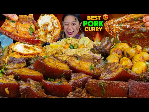 OILY SPICY PORK CURRY MUKBANG 🔥 BOILED EGGS, SUNNY SIDE UP & RICE | MASSIVE MUKBANG FEAST