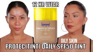 *new* SUPERGOOP! PROTECT(TINT) SPF SKIN TINT REVIEW +12HR WEAR TEST *oily skin*| MagdalineJanet