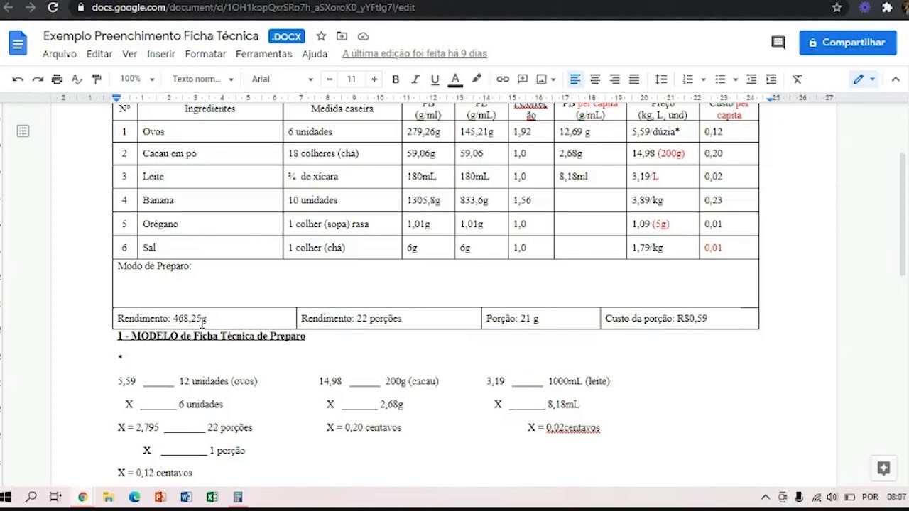 Como preencher FICHA TÉCNICA DE PREPARO