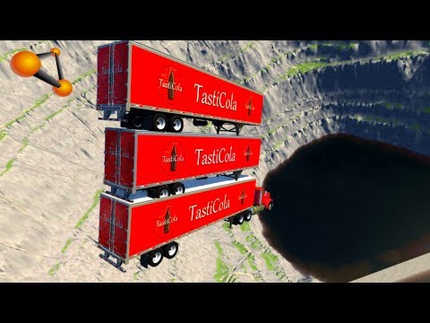 BeamNG.drive - Car Jumps & Falls Into Huge Coca Cola Pool #2
