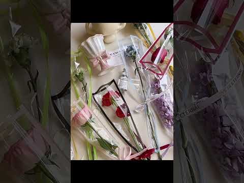 50pcs Clear Flower Packaging Bags with Frame