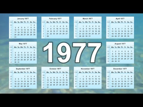 Vídeo: Calendário 1977: Datas, dias da semana e feriados