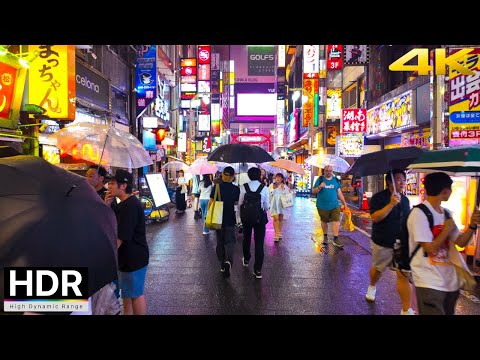 【4K HDR】July 2024 Tokyo, Rainy Night Walk in Shinjuku Kabukicho // Japan Walk 4K HDR Real Audio