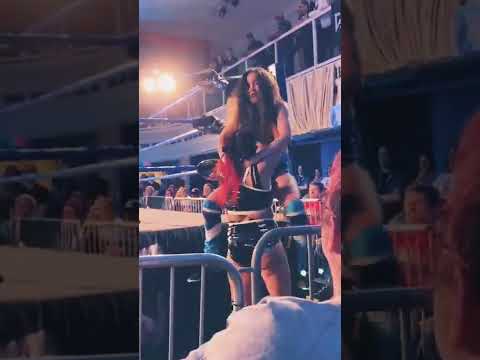 Paris Van Dale with the slam to the steel turnbuckle outside the ring! #shorts #wrestling