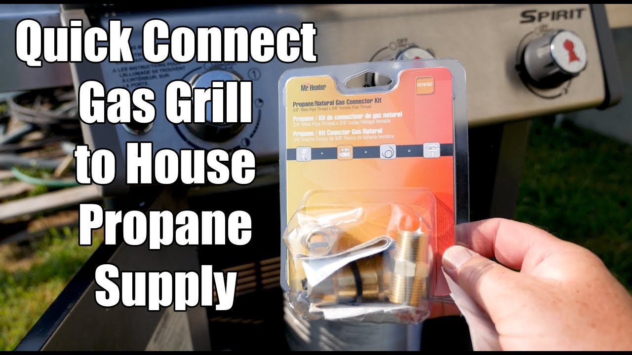 Watch video Quick Connect Our Propane Grill (Weber) to House Propane Supply (500 Gallon Tank) Now Quick Connect Our Propane Grill (Weber) to House Propane Supply (500 Gallon Tank)