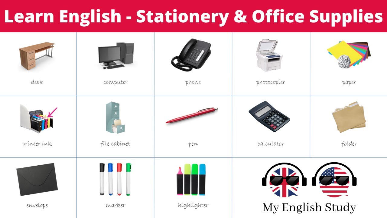 Learn English Vocabulary #33 | Stationery and Office Supplies | ✏️📎📝