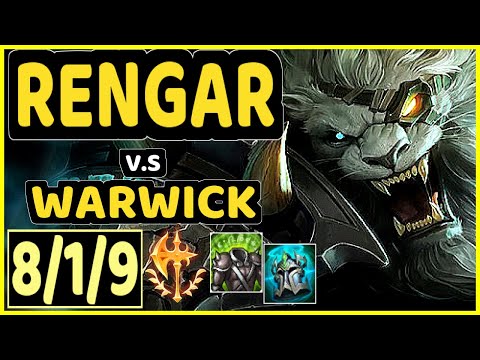 SKEANZ (RENGAR) vs WARWICK - 8/1/9 KDA JUNGLE GAMEPLAY - EUW Ranked GRANDMASTER