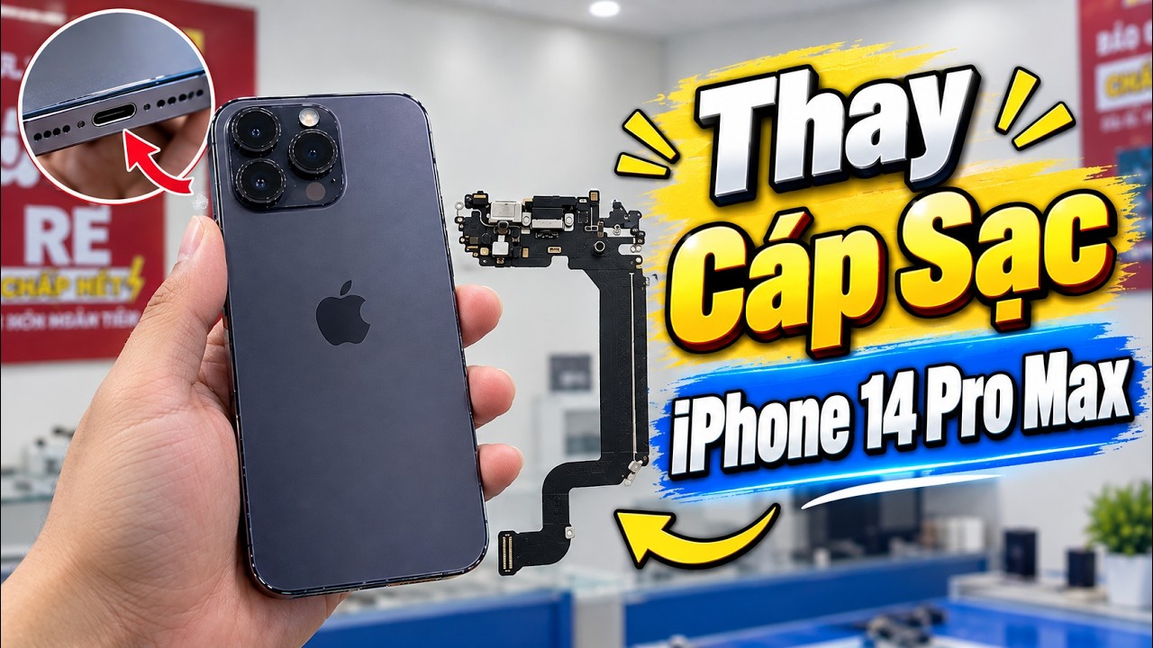 Video Thay cáp sạc iPhone 14 Pro Max chính hãng REXON
