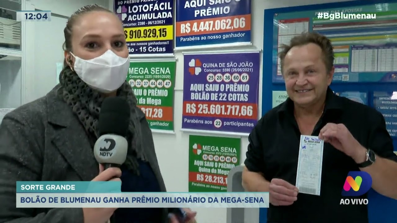Sorte grande: bolão de Blumenau ganha prêmio milionário da mega-sena
