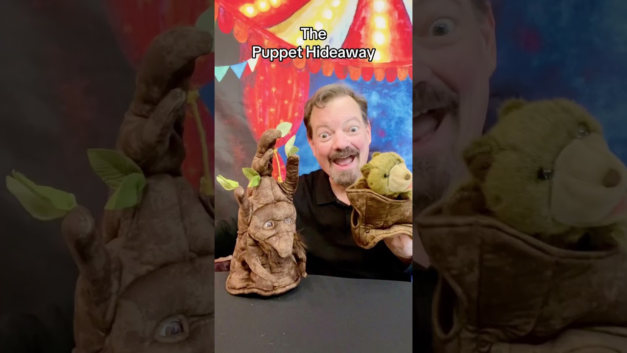 Puppet of the Day – “Bear in a Tree Stump” puppet made by Folkmanis Puppets - The Puppet Hideaway