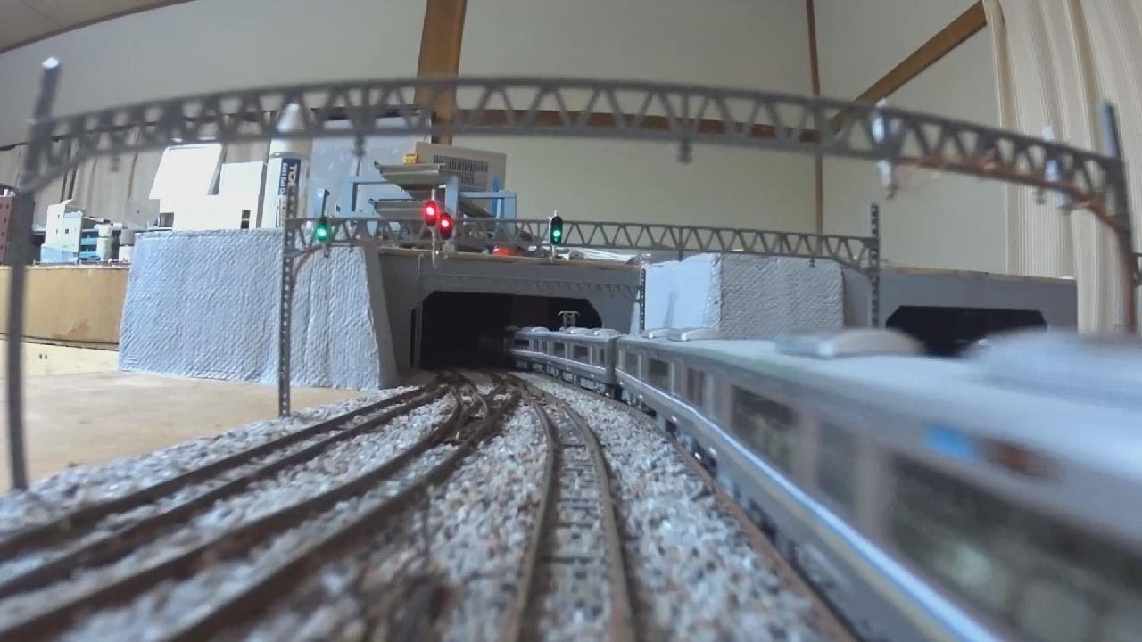 【Nゲージレイアウト】車載カメラ前面展望(14)バラスト撒布