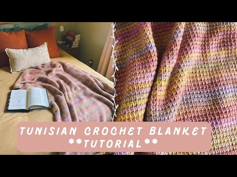 Tunisian Crochet Blanket Tutorial For Beginners | MCC DESIGNZ | Tunisian Crochet Simple Stitch