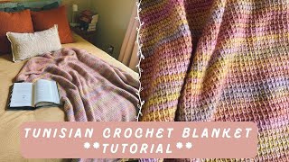 Tunisian Crochet Blanket Tutorial For Beginners | MCC DESIGNZ | Tunisian Crochet Simple Stitch