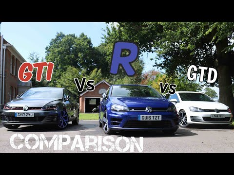 Volkswagen Golf Comparison review! GTD vs GTI vs R.