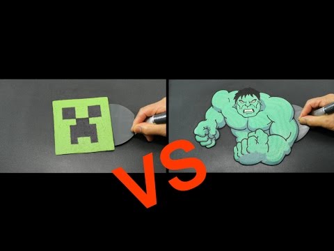 MINECRAFT CREEPER vs HULK Pancake Art Challenge