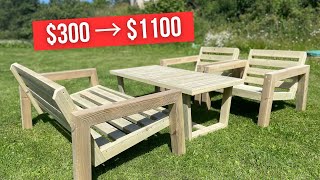 Full Outdoor Lounge Set⏐Woodworking Projects That Sell