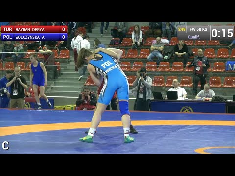 Qualification FW - 58 kg: Aleksandra WOLCZYNSKA (POL) df. Derya BAYHAN (TUR) by FALL, 14-3