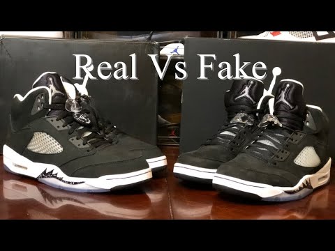 Air Jordan 5 moonlight/Oreo Real Vs Fake review. Black light and weight comparison.