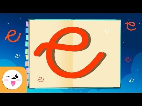 Letra E con caligrafía enlazada - El abecedario para niños - Las vocales