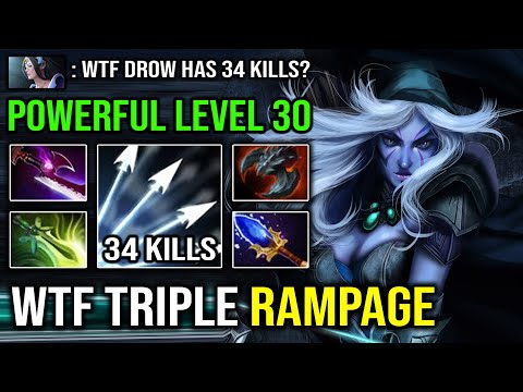 WTF Triple RAMPAGE Drow Ranger | Brutal LEVEL 30 Frosty Attack with Invisible Silver Edge Dota 2