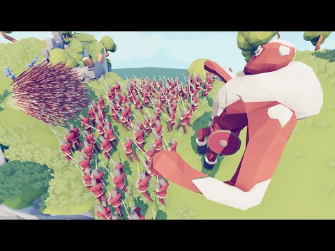 4 Throw Spear Gods Defend 100x Units & a Giant - Totally Accurate Battle Simulator TABS