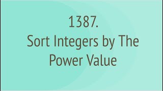 YouTube video 'Sort Integers by The Power Value (Leetcode 1387)'