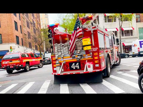 **RIDE with the FDNY!** Heavy AIRHORN Response to FIRE on 7th Floor of Garage [ MAN Box 1065 ]