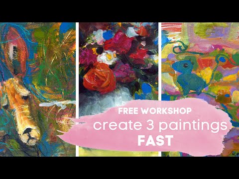 Paint Three Acrylic Paintings Fast in One Session | FREE Art Workshop with Artist Helen Norton