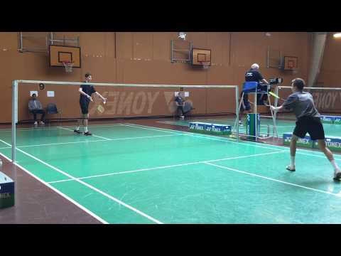 Victor Kauffmann men's badminton singles vs. Petter Berntsen of Norway, part 1