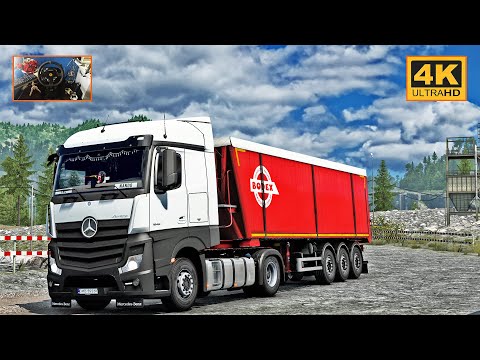 ETS2 Gameplay 4K + wheel cam | Mercedes Actros MP4 1848 in Poland | Uśnice - Piekło