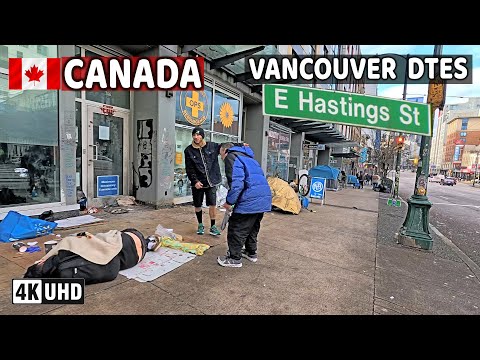 🇨🇦 【4K】 East Hastings St. Downtown Vancouver BC, Canada. Street Walk. Go Pro Hero 13.