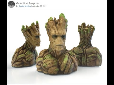 Groot Bust Time-lapse and reveal! Amazingly detailed free design!