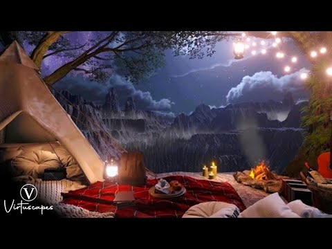 Canyon Night Ambience | Wind, Campfire & Nature Sounds