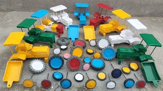 Red colour farming tractor tyres fitting and moving Mini tractor video 