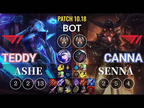 T1 Teddy Ashe vs T1 Canna Senna Bot - KR Patch 10.18