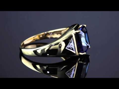 Men's 2.75 TCW Emerald-Cut Lab Created Sapphire Ring In 18k Gold Over Sterling Silver