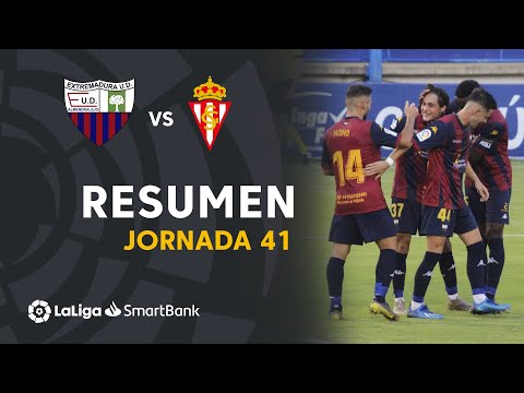 Resumen de Extremadura UD vs Real Sporting (2-0)