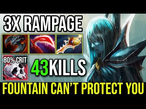 3X RAMPAGE 43KILLS WTF Crit Rate Fountain Farming by Best Phantom Assassin Spammer 7.21d Dota 2