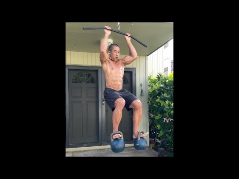 Day 244 FitPro Hawaii Workout - Double 12 kg. Kettlebell Pull Ups + Lunges -January 13, 2021 3:53 pm