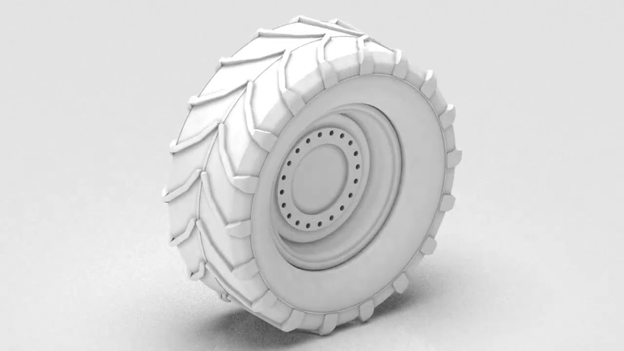Heavy-Duty Tractor Tire 3D Print Model