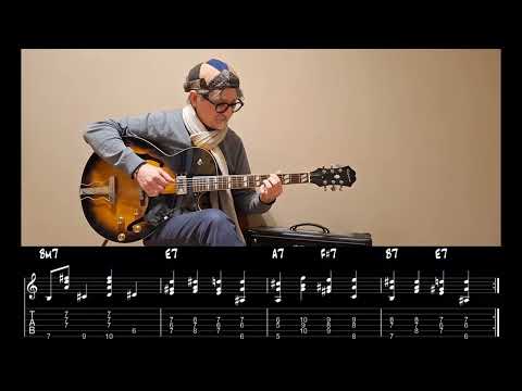 Come Funziona il Walking Bass Jazz Blues sulla Chitarra | TAB -- Epiphone 175