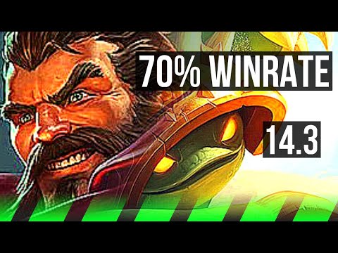 GRAVES vs RAMMUS (JNG) | 11/1/8, 70% winrate, Godlike | KR Grandmaster | 14.3
