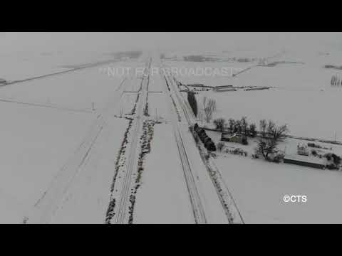 02-21-2022 Billings, MT - Winter Storm Dumps Heavy Snow - Aerial View - Arctic Air