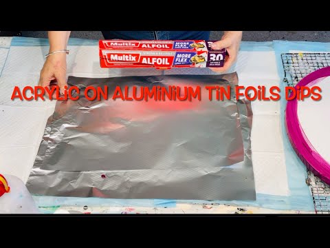 BEST EVER ACRYLIC ON CRUNCHED TIN FOIL Super EASY BEGINNINers WALL ART/ fluid art special