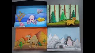 How to make 3D pop up Animal habitats craft tutorial