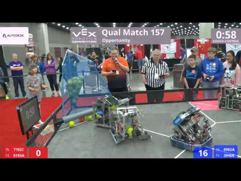 VEX Worlds 2016 - VRC Middle School - Opportunity - Qual 157 (7192C 8193A) 229 vs 217 (8982A 3946R)